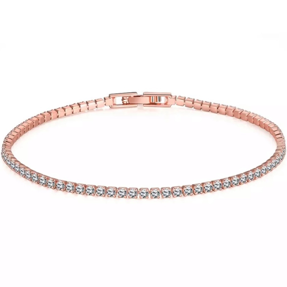 18 karat rose gold plated tennis bracelet - Picture 2 of 5